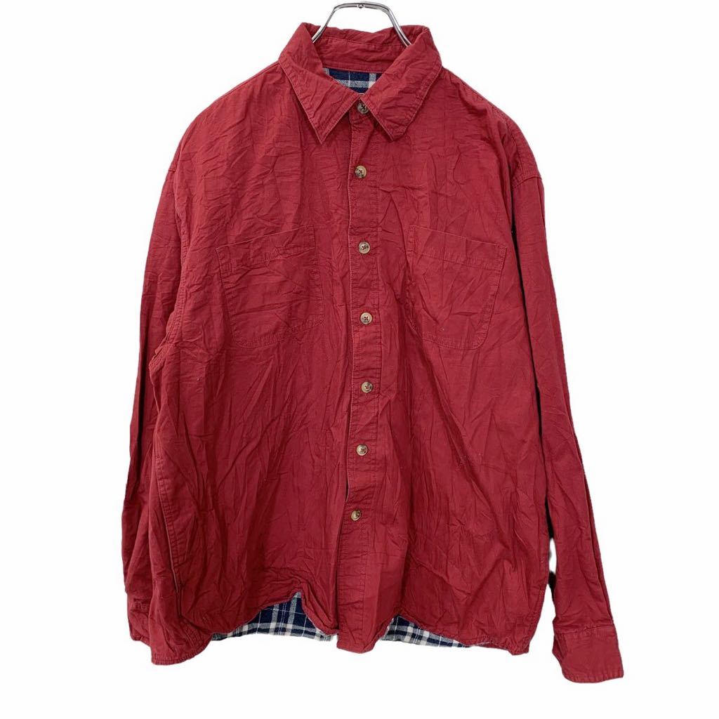 【中古】【古着】 Wrangler 長袖シャツ Lサイズ ラングラー 裏チェック柄 レッド 古着卸 アメリカ仕入 t2208-3753
