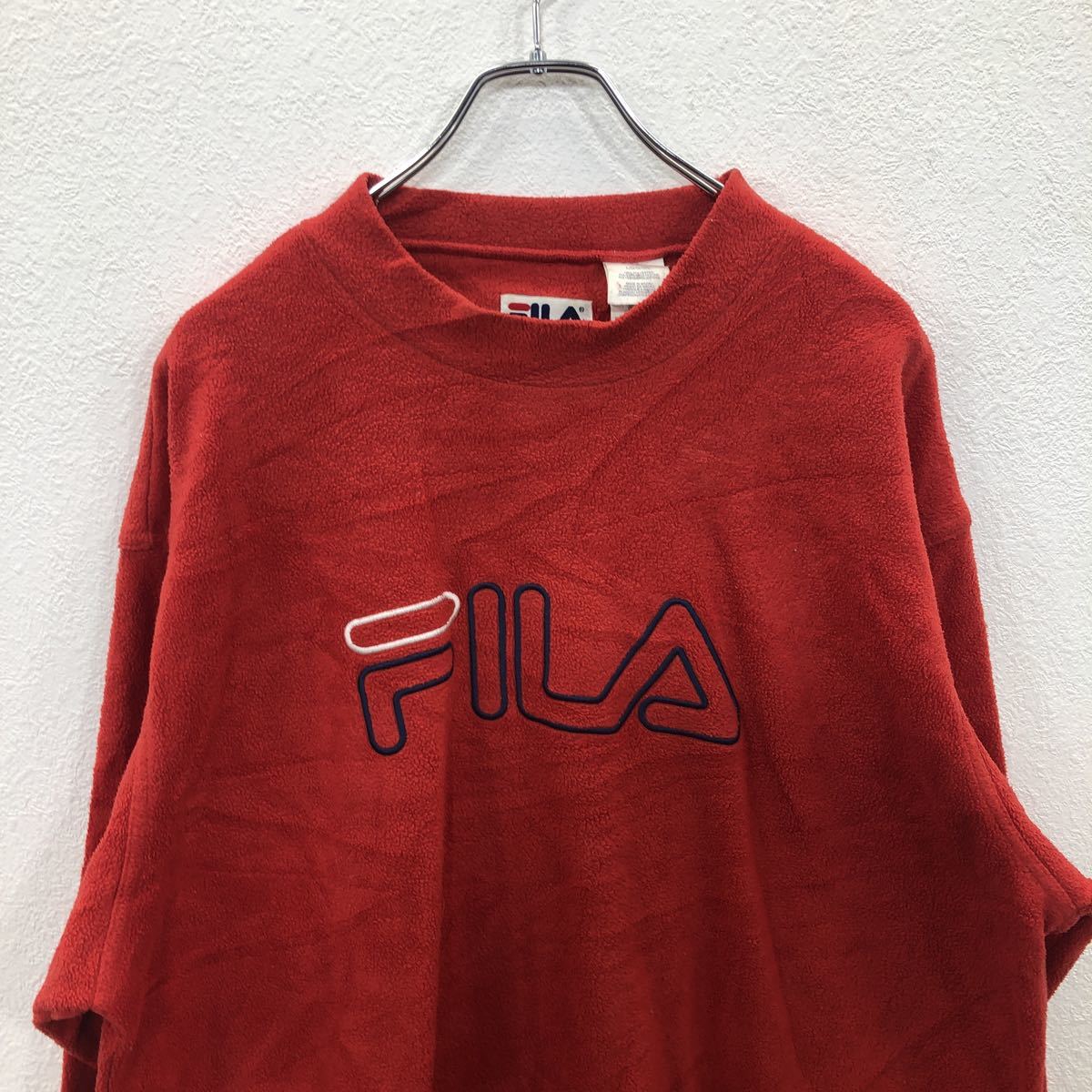 FILA ロゴスウェット Lサイズ フィラ オレンジ ビッグロゴ 古着卸 アメリカ仕入 t2208-3952