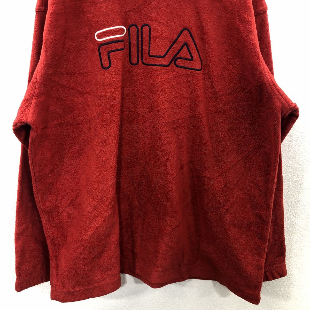 FILA ロゴスウェット Lサイズ フィラ オレンジ ビッグロゴ 古着卸 アメリカ仕入 t2208-3952