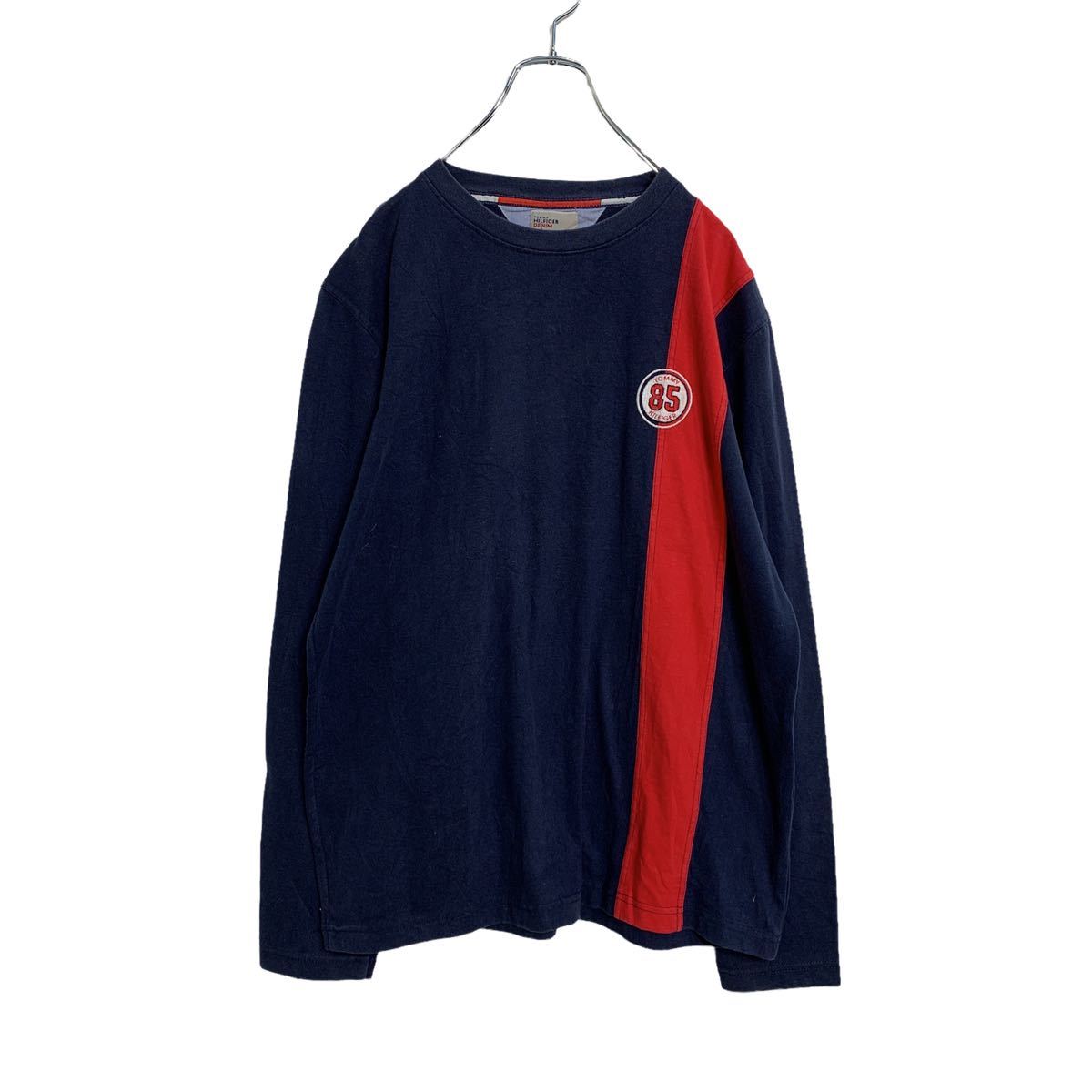 【中古】【古着】 TOMMY HILFIGER 長袖Tシャツ L ネイビー レッド トミーヒルフィガー 古着卸 アメリカ仕入れ a406-5206