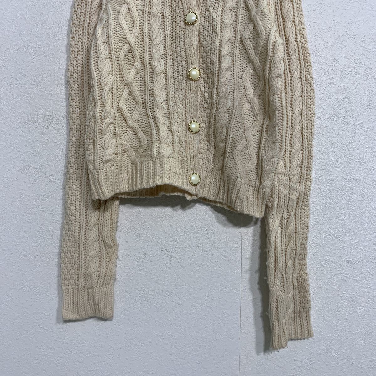 【中古】【古着】 FOREVER21 ニット カーディガン レディース M アイボリー レトロボタン フォーエバー21 混紡 古着卸 アメリカ仕入 a502-5165