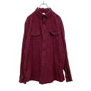 【中古】【古着】 CHAPS 長袖 無地シャツ Lサイズ チャップス ヘリンボーン えんじ ボルドー 古着卸 アメリカ仕入 a502-5219