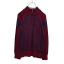 【中古】【古着】 TOMMY HILFIGER ハーフジップ コットンニット プルオーバー レディース M ボルドー ネイビー トミー 古着卸 アメリカ仕入 a502-5247