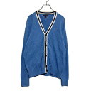 【中古】【古着】 TOMMY HILFIGER コットン ニット カーディガン M ブルー トミーヒルフィガー ロゴ 古着卸 アメリカ仕入 a502-5315(4)