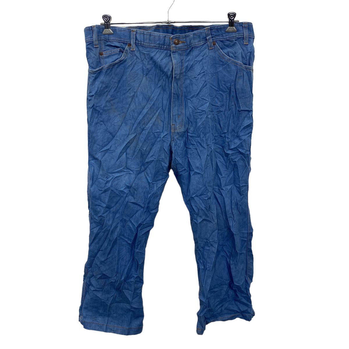 【中古】【古着】 Levi's ロングパンツ W42 リーバイス ビッグサイズ ポリ混 vintage ブルー 古着卸 アメリカ仕入 2302-596