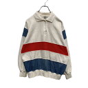 【中古】【古着】 ALFRED DUNNER ハーフボタン スウェット プルオーバー レディース S アイボリー ブルー レッド レトロ 古着卸 アメリカ仕入 a502-5512