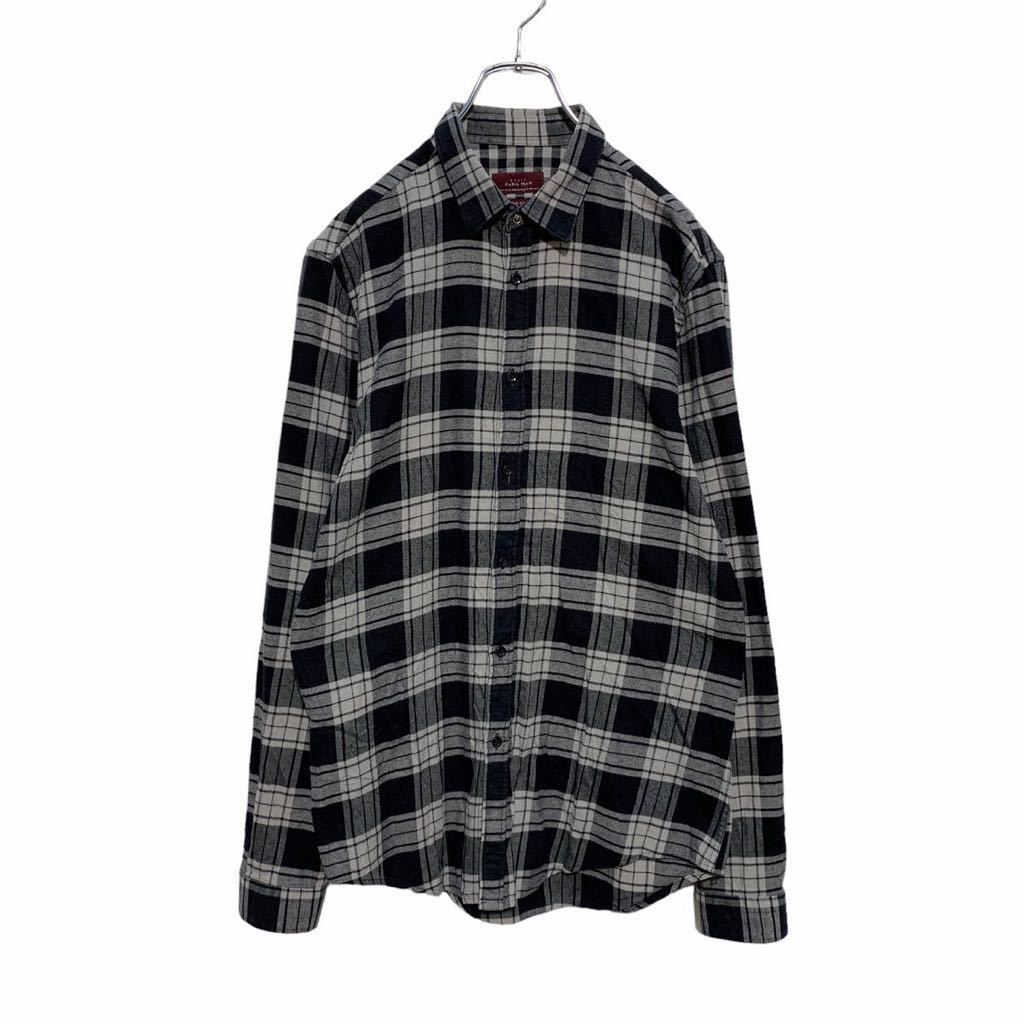 【中古】【古着】 ZARA MAN 長袖 チェック柄 シャツ M ブラック グレー ザラ スリムフィット 古着卸 アメリカ仕入 a502-5612