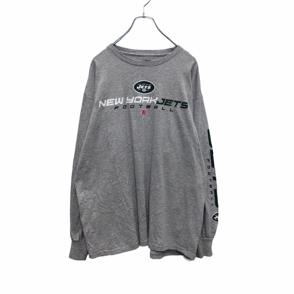 【中古】【古着】 NFL TEAM APPAREL 長袖 プリント Tシャツ XL グレー グリーン アメフト ニューヨーク ジェッツ ロンT 古着卸 アメリカ仕入 a503-5109