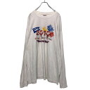 【中古】【古着】 Hanes プリント ロング Tシャツ 2XL ホワイト ヘインズ ビッグサイズ ロンT 古着卸 アメリカ仕入 a503-5793