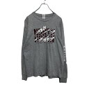 【中古】【古着】 GILDAN 長袖 プリント Tシャツ M グレー ボルドー ノースヘブン ロンT 古着卸 アメリカ仕入 a503-5840