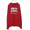 【中古】【古着】 Hanes 長袖 プリント Tシャツ L レッド 赤 ヘインズ バレーボール SOUTH DAKOTA ロンT 古着卸 アメリカ仕入 a503...