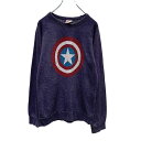 【中古】【古着】 MARVEL プリント スウェット トレーナー S ネイビー キャプテンアメリカン マーベル 古着卸 アメリカ仕入れ a408-5368