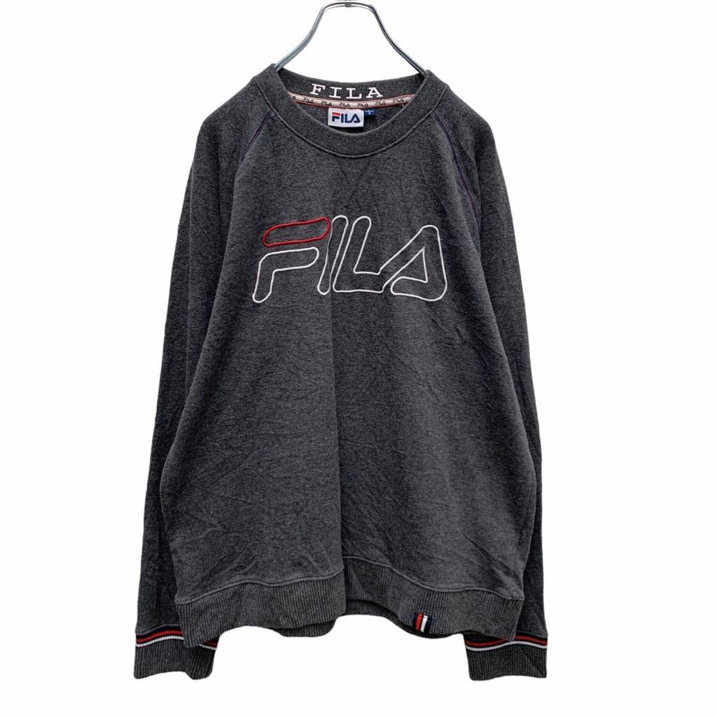 【中古】【古着】 FILA スウェット トレーナー L グレー ホワイト フィラ ロゴ スポーツ ストリート 古着卸 アメリカ仕入れ a411-5759