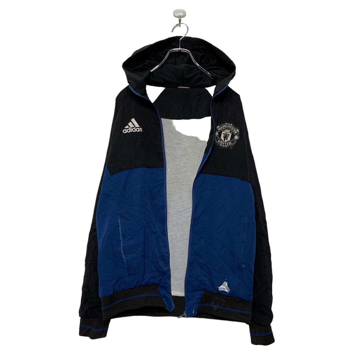 【中古】【古着】 adidas ジップアップ ナイロン パーカー キッズ 160位 ブルー ブラック ジャージ アディダス スポーツ 古着卸 アメリカ仕入れ a...