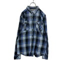 【中古】【古着】 jack and jones 長袖 チェックシャツ XL ブルー系 2ポケット ジャックアンドジョーンズ 刺繍ロゴ チェック柄 古着卸 アメリ...