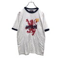 【中古】【古着】 HERITAGE SCOTLAND 半袖 プリント Tシャツ L ホワイト ネイビー レッド リンガーT 古着卸 アメリカ仕入 a503-62...