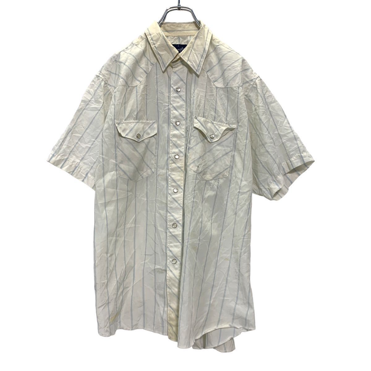 【中古】【古着】 Wrangler 半袖 ウエスタン シャツ L ホワイト 白 ラングラー スナップボタン 古着卸 アメリカ仕入 a503-6532