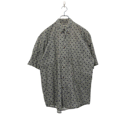 【中古】【古着】 NAK 半袖 柄 シャツ M オリーブ ネイビー ナック 小紋柄 ボタンダウン 古着卸 アメリカ仕入 a503-6559 【中古】【古着】 NAK 半袖 柄 シャツ M オリーブ ネイビー ナック 小紋柄 ボタンダウン 古着卸 アメリカ仕入 a503-6559