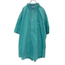 【中古】【古着】 CHAPS 半袖 チェック シャツ 3XL グリーン系 チャップス 刺繍ロゴ ボタンダウン ビッグサイズ 古着卸 アメリカ仕入 a503-65...