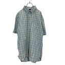 【中古】【古着】 TOMMY HILFIGER 半袖 チェック シャツ XL ブルー イエロー トミーヒルフィガー ワンポイントロゴ 刺繍 古着卸 アメリカ仕入...
