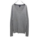 【中古】【古着】 TOMMY HILFIGER ニット セーター レディース XL グレー トミーヒルフィガー ケーブル編み 混紡ニット 古着卸 アメリカ仕入 ...
