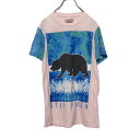 【中古】【古着】 FRESH LAUNDRY プリントTシャツ Sサイズ ピンク×ブルー アニマル 古着卸 アメリカ仕入れ a408-5065