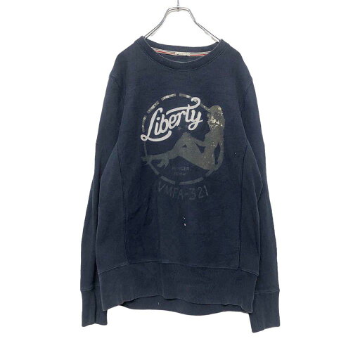 【中古】【古着】 HLFIGER DENIME プリントスウェット Mサイズ トミーヒルフィガー リバース風 紺 ネイビー 古着卸 アメリカ仕入れ a408-5547 【中古】【古着】 HLFIGER DENIME プリントスウェット Mサイズ トミーヒルフィガー リバース風 紺 ネイビー 古着卸 アメリカ仕入れ a408-5547