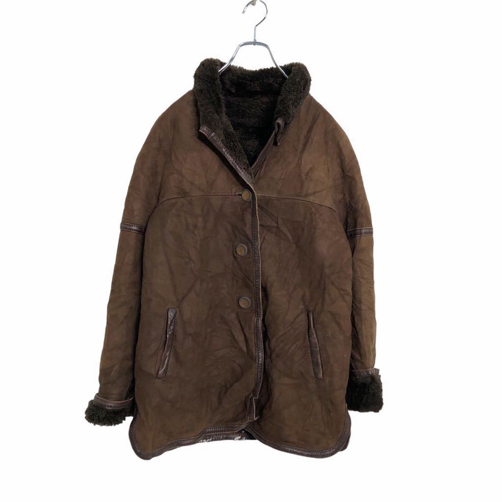 Mouton - 【中古】【古着】 ムートン ジャケット レディース L～ ブラウン 裏ボア コート 古着卸 アメリカ仕入れ a412-5378