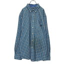 【中古】【古着】 CHAPS 長袖 チェック シャツ XXL ブルー系 チャップス 刺繍ロゴ ボタンダウン ビッグサイズ 古着卸 アメリカ仕入 a503-703...
