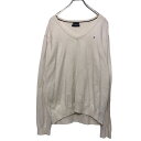 【中古】【古着】 TOMMY HILFIGER Vネック セーター XL位 ホワイト トミーヒルフィガー ビッグサイズ コットン ニット 古着卸 アメリカ仕入 ...