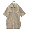【中古】【古着】 Calvin Klein 半袖 ストライプ シャツ XL ピンク ベージュ カルバンクライン 古着卸 アメリカ仕入 a503-7147
