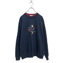 【中古】【古着】 ダブルネック スウェットトレーナー レディース L ネイビー スター ハート レトロ カントリー 80s 90s 古着卸 アメリカ仕入れ a412-5782