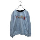 【中古】【古着】 ダブルネック スウェットトレーナー レディース PL ブルー 鳥 プリント レトロ カントリー 80s 90s 古着卸 アメリカ仕入れ a412-5803