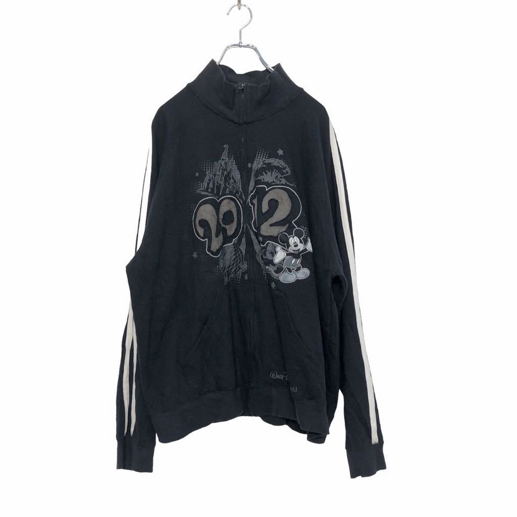 【中古】【古着】 DISNY PARKS ジップアップスウェット XLサイズ ビッグサイズ 2012 ミッキーマウス ブラック 古着卸 アメリカ仕入 a50..