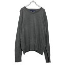 【中古】【古着】 TOMMYHILFIGER ニットセーター M グレー トミーヒルフィガー Vネック ワンポイント 古着卸 アメリカ仕入 a504-5217