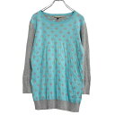 BANANA REPUBLIC 水玉 ニット M グレー サックス バナナリパブリック 七分丈 ウィメンズ 古着卸 アメリカ仕入 a504-5254
