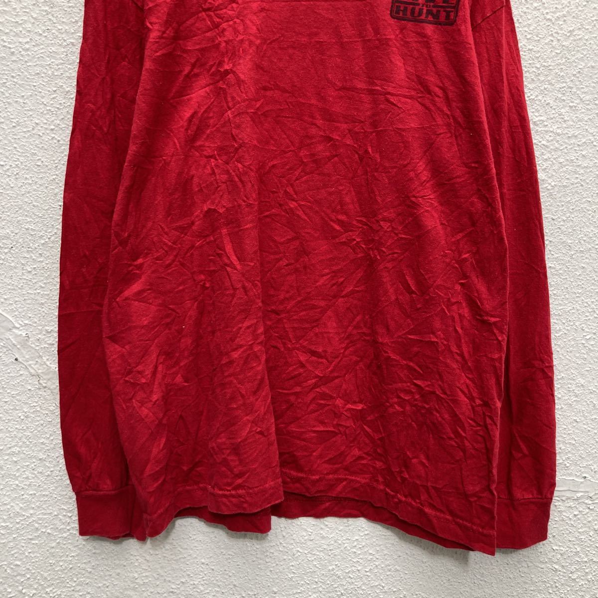 長袖 プリント Tシャツ M レッド ブラック ホワイト LIVE HUNT ロンT 古着卸 アメリカ仕入 a504-5555