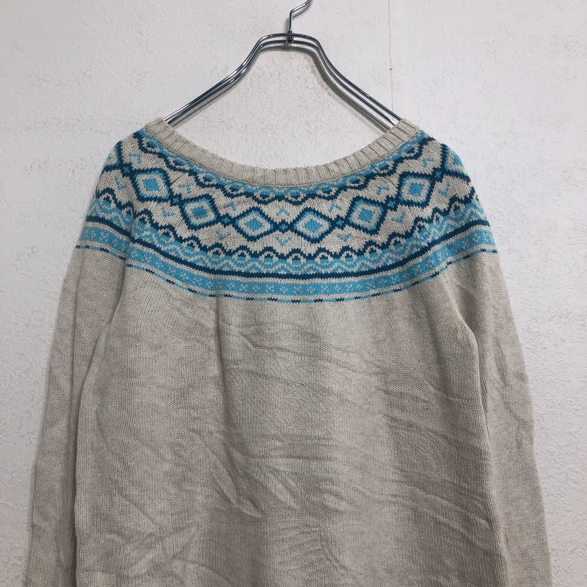 【中古】【古着】 TOMMY HILFIGER 柄ニット Sサイズ トミーヒルフィガー レディース コットンセーター 古着卸 アメリカ仕入れ a501-5064