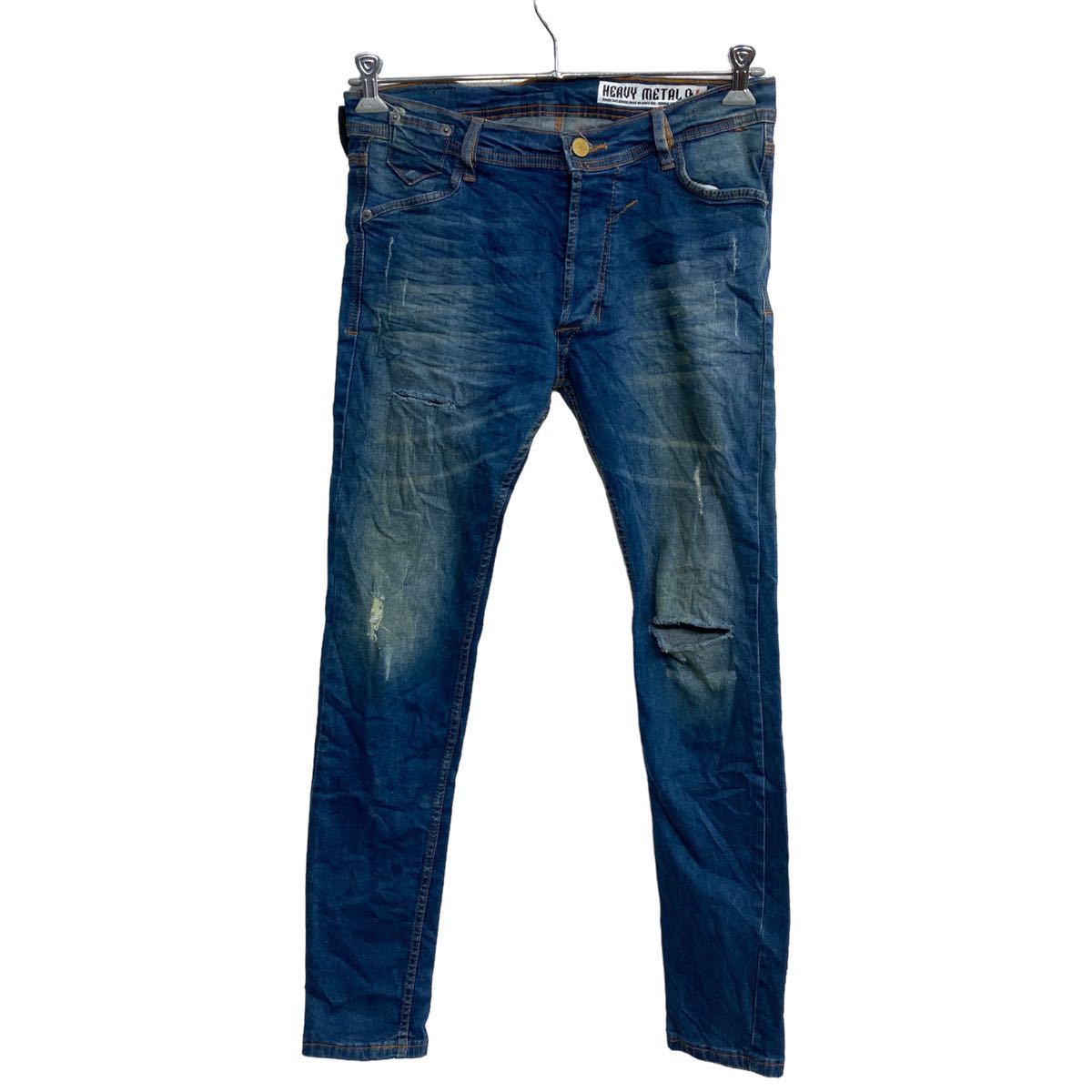 【中古】【古着】 ROC BRAND デニムパンツ W33 ボタンフライ スキニー インディゴ 古着卸 アメリカ仕入 2304-1967