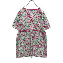 Liana 半袖 スリーピングシャツ ウィメンズ 1XL ホワイト ピンク グリーン 花柄 リゾートシャツ 古着卸 アメリカ仕入 a504-6513