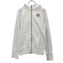 【中古】【古着】 NIKE プリントスウェット XL ホワイト マスタード ナイキ フーディ ジップアップ ポケット 古着卸 アメリカ仕入 a505-5249