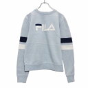 【中古】【古着】 FILA ロゴ スウェットトレーナー レディース S ライトブルー ネイビー ホワイト フィラ ライン 古着卸 アメリカ仕入 a505-5548