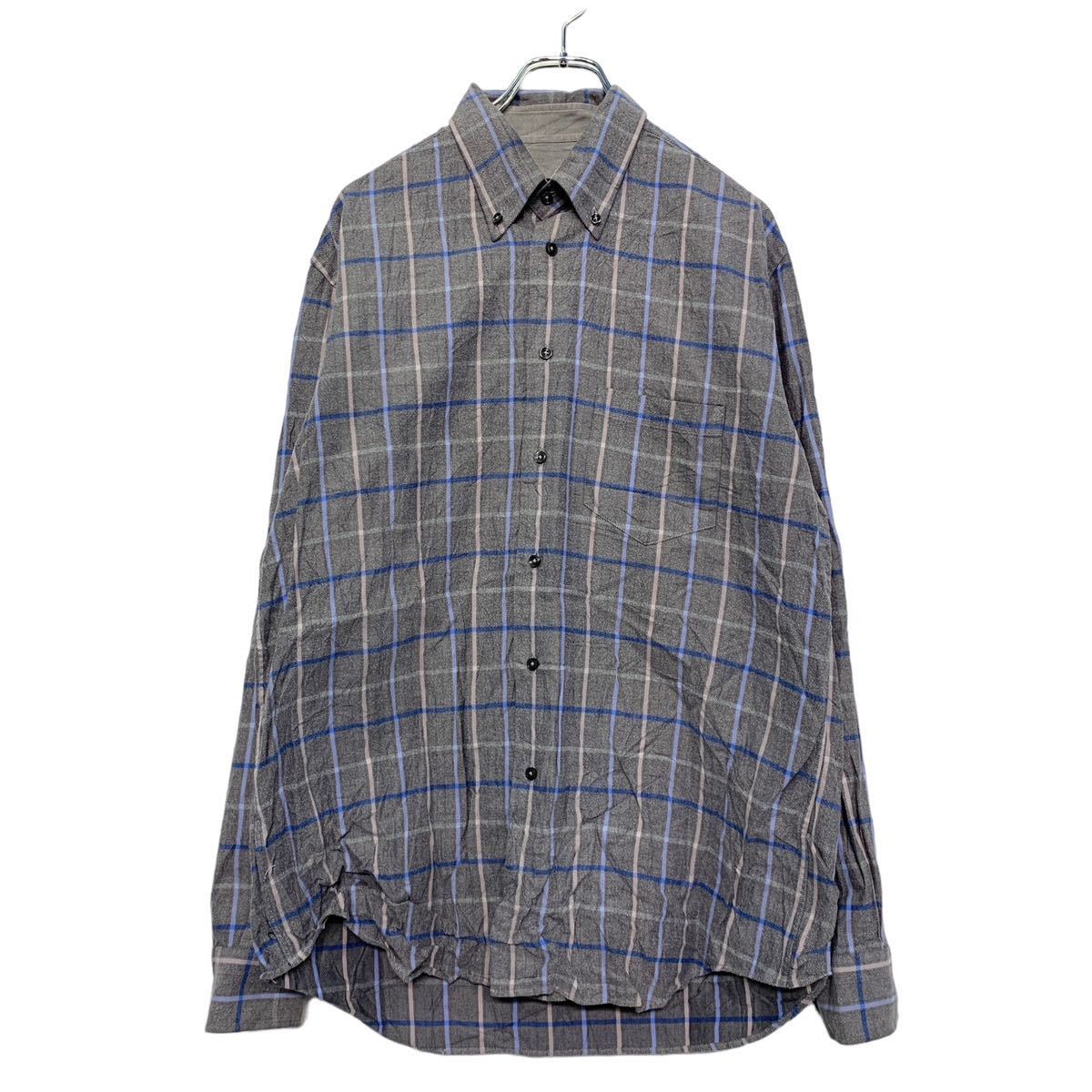 Rakuten - 【中古】【古着】 MARCUS 長袖 チェック シャツ XL位 グレー マーカス ビッグサイズ ヘリンボーン 古着卸 アメリカ仕入 a505-5669