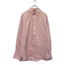 【中古】【古着】 TOMMY HILFIGER 長袖 無地 シャツ L ピンク トミーヒルフィガー ボタンダウン オックスフォード 古着卸 アメリカ仕入 a50...