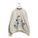 【中古】【古着】 Bon Worth ロゴ スウェット トレーナー レディース M ホワイト 花 刺繍 ラメ糸 古着卸 アメリカ仕入 a505-5884