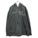 【中古】【古着】 Reebok ロゴ スウェットトレーナー L グレー リーボック フーディ ポケット ジップアップ 古着卸 アメリカ仕入 a505-5987