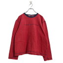 TOMMY HILFIGER ロゴ スウェット トレーナー キッズ L レッド トミーヒルフィガー フロッキー 古着卸 アメリカ仕入 a505-6062
