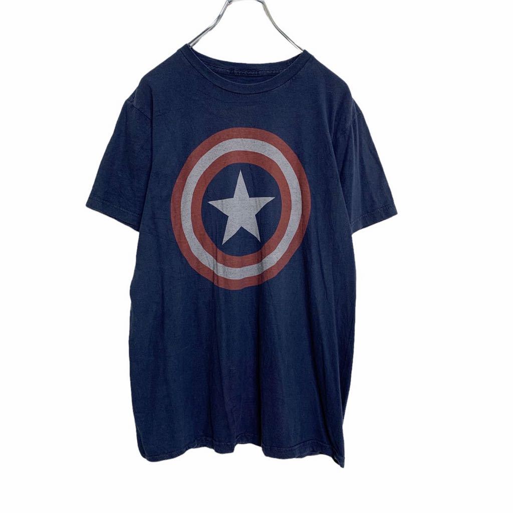 【中古】【古着】 MARVEL 半袖 プリント Tシャツ M ネイビー マーベル キャプテン アメリカ キャラクター シンボル 古着卸 アメリカ仕入れ a408-5011