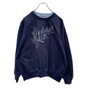 【中古】【古着】 TOP STITCH ダブルネック スウェットトレーナー レディース L petite ネイビー 刺繍 スタッズ レトロ カントリー 80s 90s 古着卸 アメリカ仕入れ a408-5429