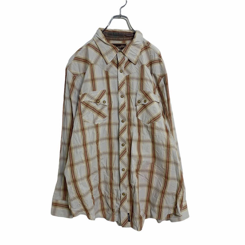 【中古】【古着】 Wrangler RETRO 長袖 チェックシャツ XXL ベージュ系 ラングラー スナップボタン ウエスタン ビッグサイズ 古着卸 アメリカ仕入れ a408-5966